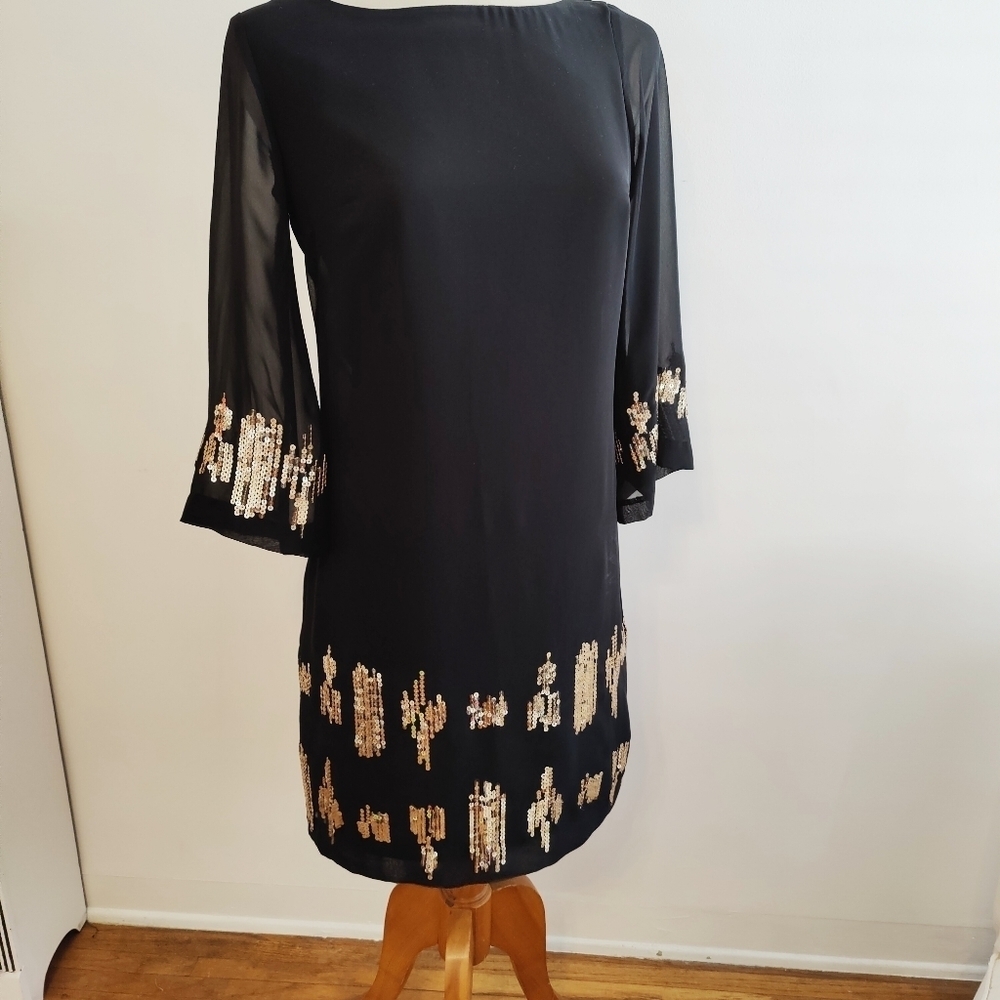Dana Buchman Cocktail Dress •  Black & Gold • Size XS
